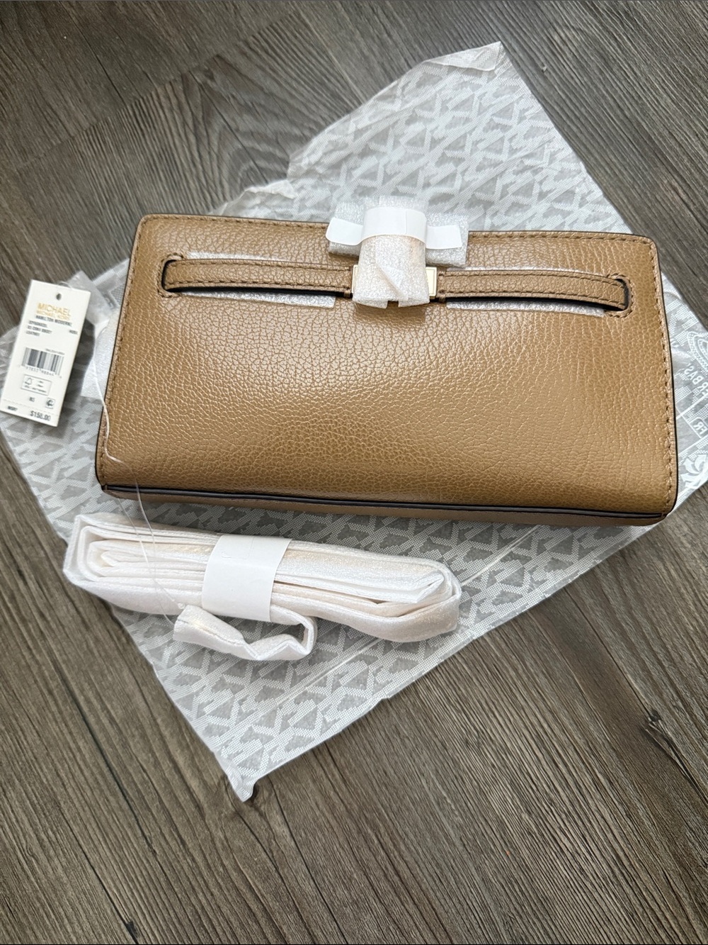 NWT Michael Kors Camel/Tan Pebbled Leather Wallet Clutch
